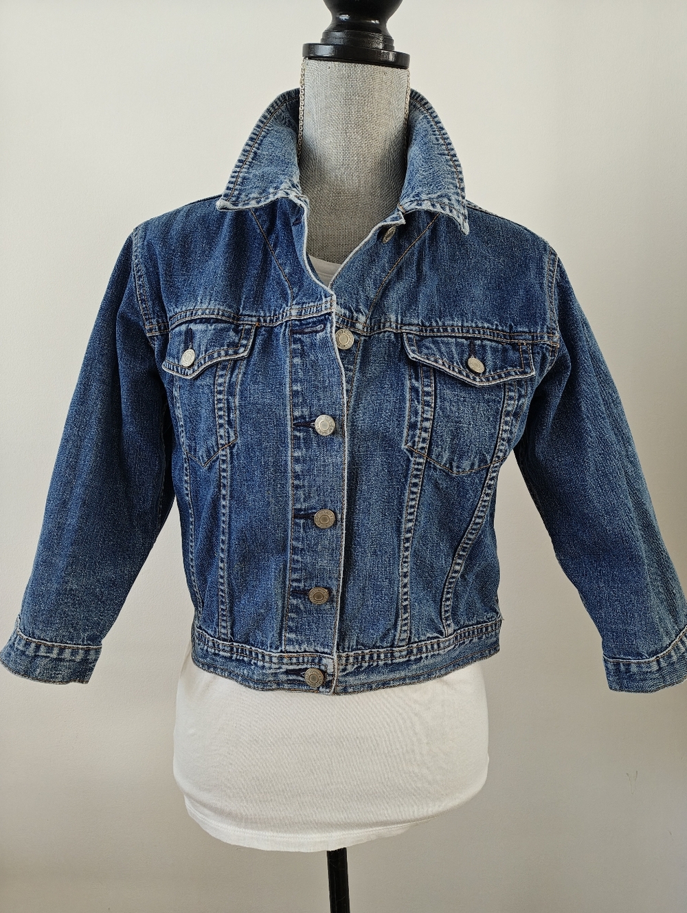 Vintage GAP Cropped 3/4 Sleeve Jean Denim Jacket M